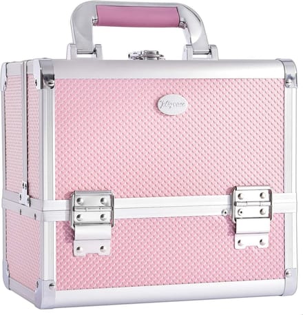Make-upkoffer - Make-Upetui - Make-Upkoffer - Aluminium Beautykoffer - Afsluitbare Nagelkoffer - Multifunctionele Koffer - Roze