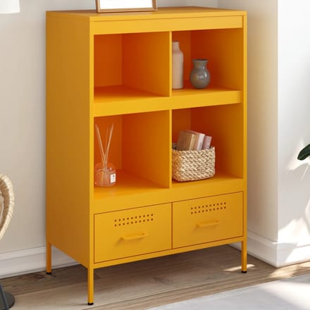 vidaXL - Hoge - kast - 68x39x101,5 - cm - staal - mosterdgeel