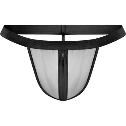 Amorable - Transparante Herenstring met Rits - Zwart - One Size
