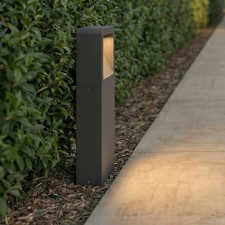 Lucande LED sokkellamp Leya, 35 cm, antraciet, metaal, IP54