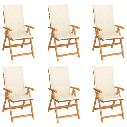 vidaXL - Inklapbare - stoelen - 6 - st - met - crèmekleurige - kussens
