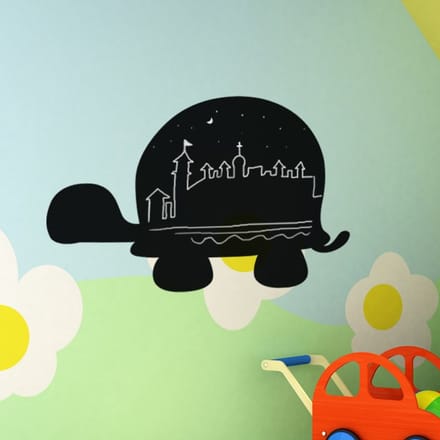 Schoolbordsticker - uitwisbare zelfklevende muurstickers - Schildpad silhouet I - 55x85cm