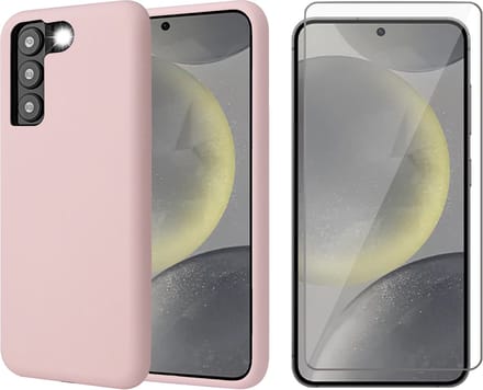 Hoesje geschikt voor Samsung Galaxy S24 Plus - Screenprotector Glas - Mat Back Case Roze
