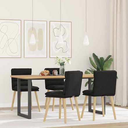 vidaXL - Eetkamerstoelen - 4 - st - stof - zwart