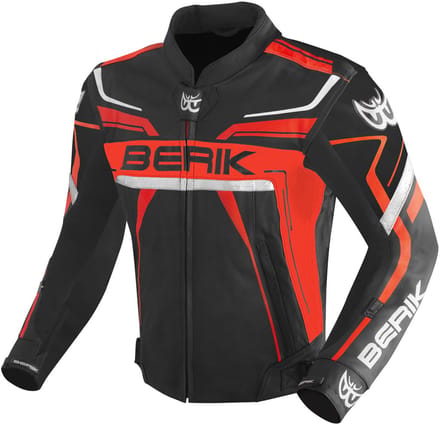 Berik Absolute Race Zwart Neon Rood Leren Motorjas - Jas