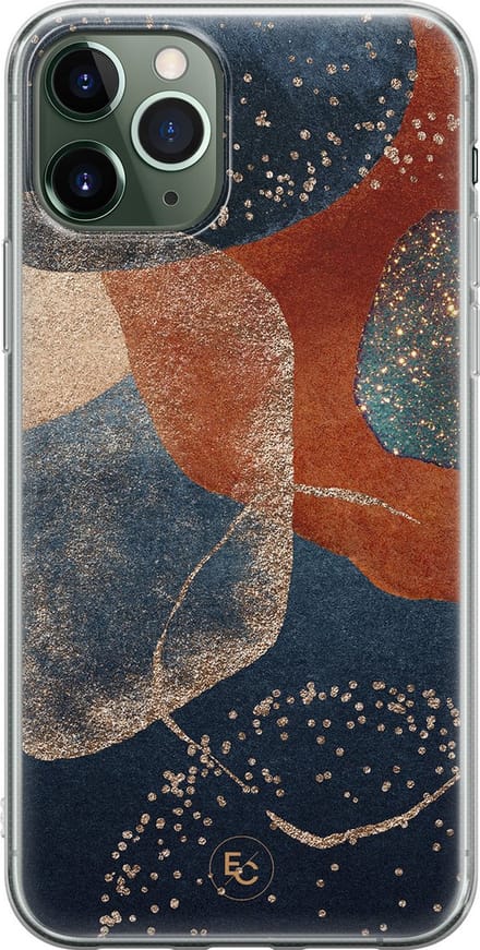 Hoesje geschikt voor iPhone 11 Pro Max - Abstract Terracotta - Soft Case - TPU - Print - Multi - ELLECHIQ
