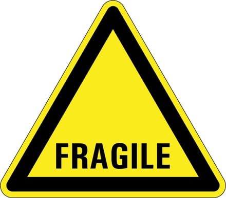 Waarschuwingsbord tekst fragile - kunststof 400 mm