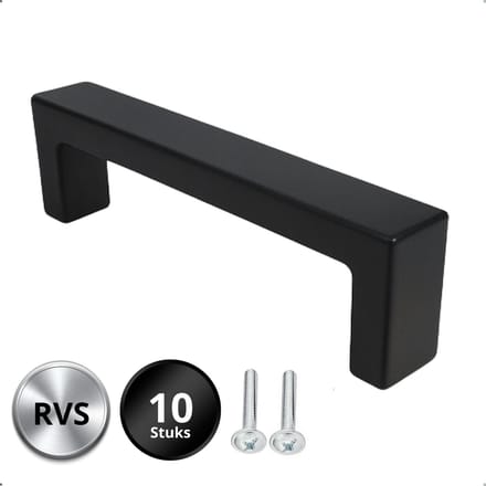 10X Handgrepen Zwart RVS - Boormaat 128mm - Kastgrepen