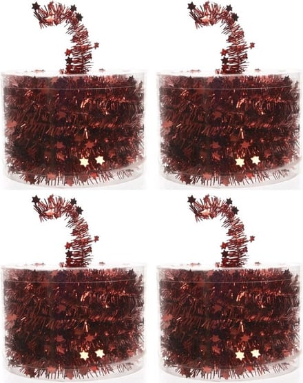 Decoris Kerstslinger - 4x - rood - folieslinger - 700 cm - Kerstversiering en decoratie