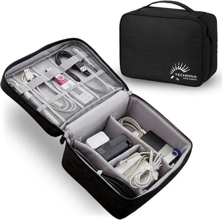 Techidna® - Kabel organiser tas - Zwart - Compact design - Waterafstotend - Geschikt voor elektronische accessoires