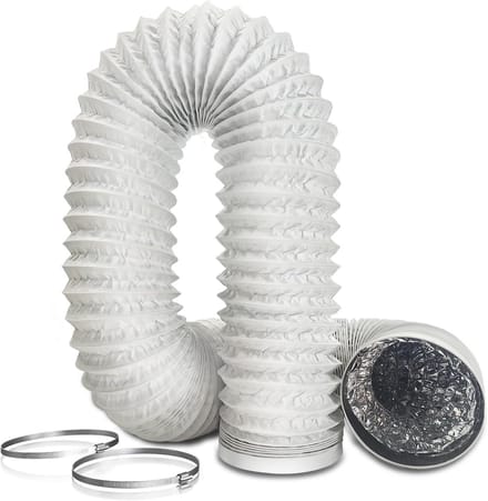 Flexibele PVC Afvoerslang 75mm - 6 Meter Ventilatiebuis met Klemmen
