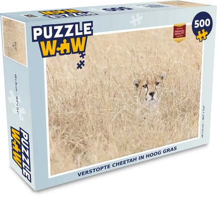 Puzzel Verstopte cheetah in hoog gras - Legpuzzel - Puzzel 500 stukjes