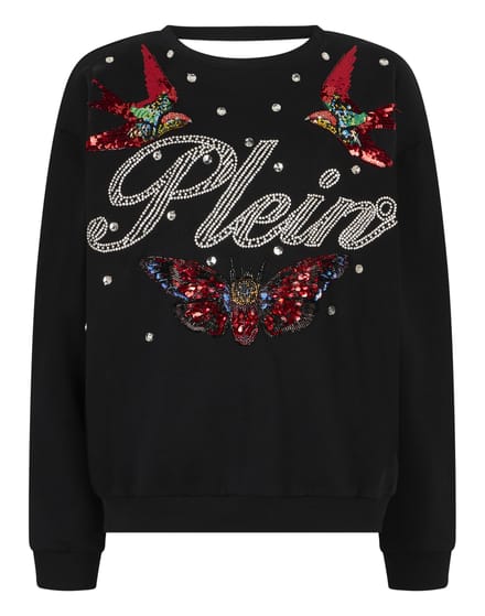 Open Back Sweatshirt Tattoo Strass