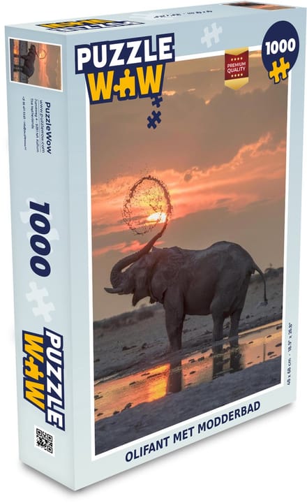 Puzzel Olifant met modderbad - Legpuzzel - Puzzel 1000 stukjes volwassenen