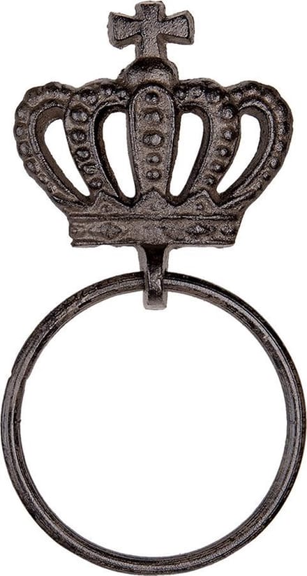 Clayre & Eef Handdoekhouder 13x4x15 cm Bruin Metaal Kroon