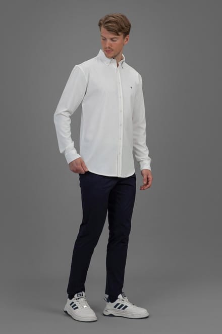 Laurent Vergne - Heren - Overhemd - Viscose - Wit - maat L - Slim fit
