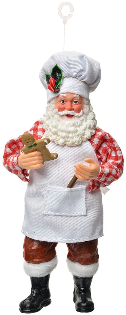 Clayre & Eef Kersthanger Kerstman 17 cm Wit Textiel