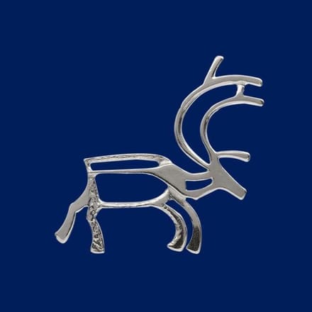 AuBor ®. Broche. Zilver. Het rendier. Zilveren broche