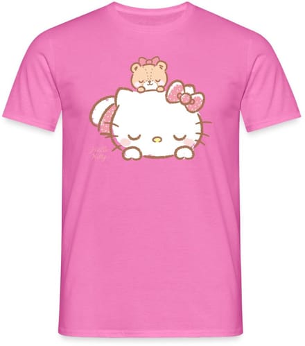 Hello Kitty Met Teddy Op Haar Rug T-Shirt Heren