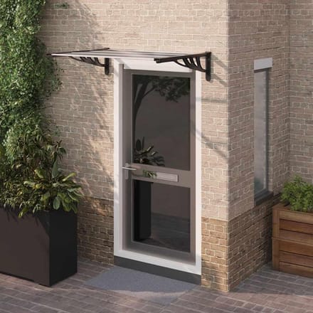 Deurluifel - Overkapping Entree - Bescherming Weer - Polycarbonaat Platen - 122 x 90 cm - Zwart Transparant