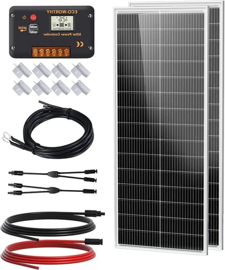 Zonnepanelen Kit - Zonne-energie Set - Off-Grid Stroom - Hoge Efficiëntie 25% - 2x 100W Panel
