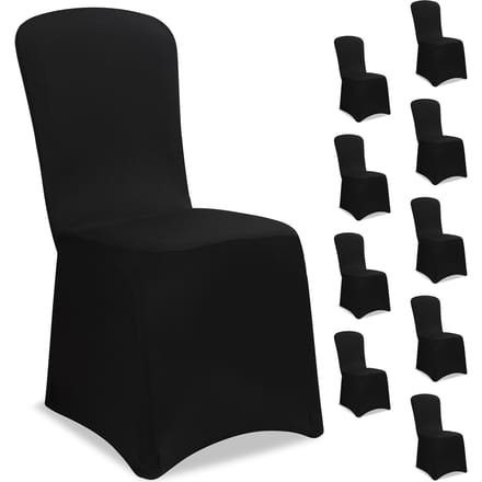 DETEX Set 10 Stoelhoezen - Eetkamerstoelen Universeel Stretch - Zwart