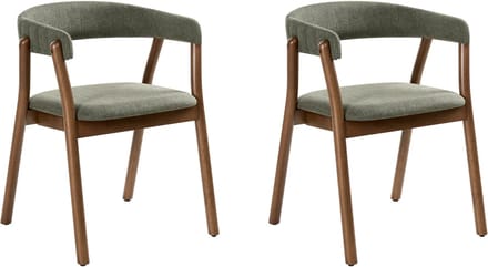 MYLO - Eetkamerstoel set van 2 - Donkerbruin/Groen - Hout