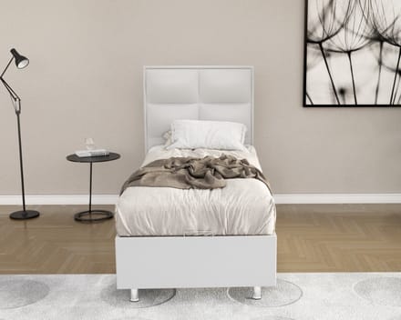 1persoons Boxspring met opbergruimte – Compleet 1persoons Boxspring 90x200 inclusief Pocketvering matras wit