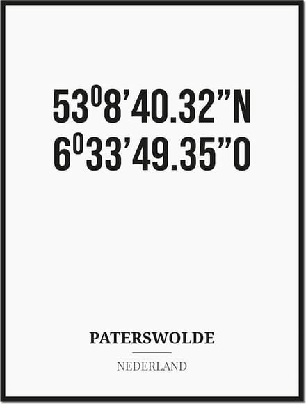 Poster/kaart PATERSWOLDE met coördinaten