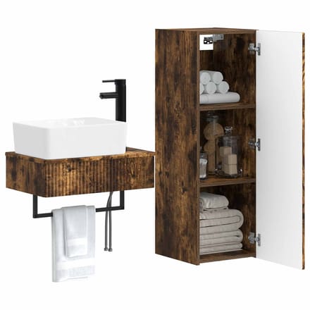 vidaXL - Badkamermeubel - Set - 2 - st - Gerookt - eiken - 33 - x - 34,5 - x - 100 - cm