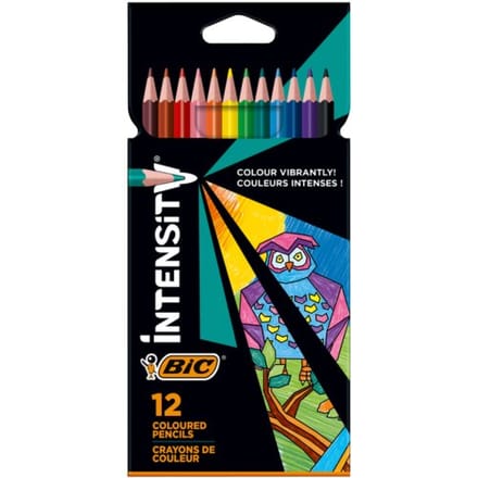 BIC Intensity Driehoekige Kleurpotloden 3,2 mm Extra-Resistente Punt- Houtvrij- Diverse Kleuren, Doos van 12