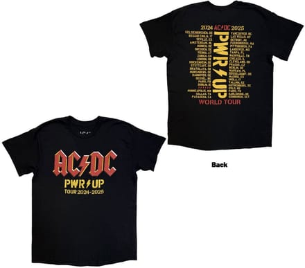 AC/DC - PWRUP Logo World Tour '24'25 Heren Tshirt - M - Zwart