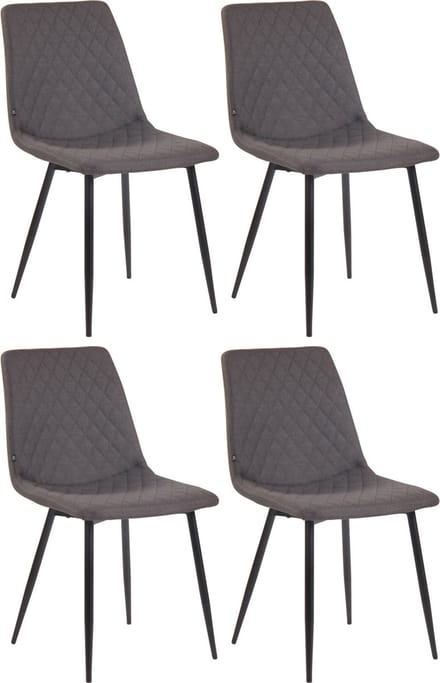 CLP Telde Set van 4 Eetkamerstoelen - Zonder armleuning - Metaal frame - Stof - donkergrijs