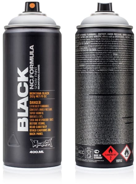 Montana BLACK Outline silver spuitbus 400ml