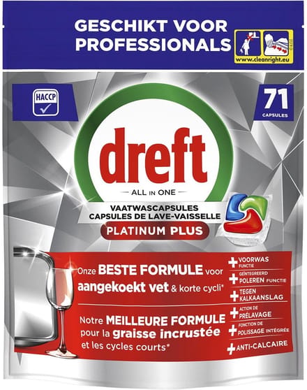 Dreft Platinum Plus Regular vaatwascapsules 1x71 stuks Voordeelverpakking