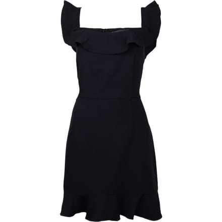 French Connection Frill Bardot Tlrd Dress Short Black size 16 | Mini Dresses Outlet | Women | Black
