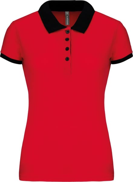 Kariban Piqué-damespolo tweekleurig K259 - Red / Black - M