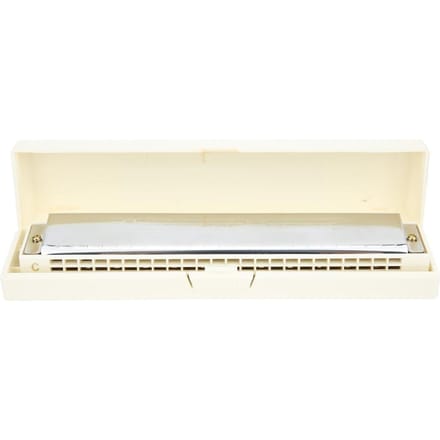 Harmonica Professionnel Diatonique Clé de Do Couvercle en Acier Inoxydable 24 Trous blanc