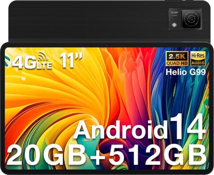 DOOGEE T40 - Tablet - 11 inch 2,5K - 20 GB RAM + 512 GB ROM - Android 14 - Helio G99 - 8580 mAh - 16 MP + 8 MP - Zwart