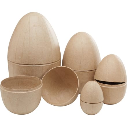 Papieren-mâché eieren, deelbaar, set van 5