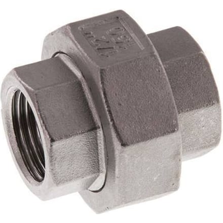Rechte Koppeling Rp1/2'' Binnendraad RVS Vlakke Afdichting PTFE 16bar