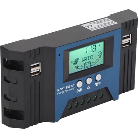 12V 24V Zonnepaneel Laadregelaar 4 USB-poorten 5V 2.5A Parameter Instelbaar LCD-scherm voor Huis RV Boot 100A gray