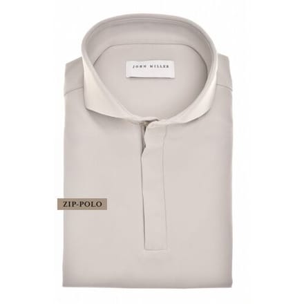 John Miller Polo Slim Hyperstretch Long Sleeve Zip Collar Licht Grijs / male