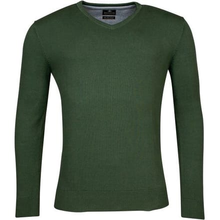 Baileys Trui Uni V-Neck Cotton Single Knit Donker Groen / male