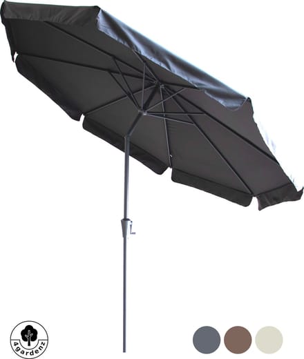 4gardenz Parasol Rond 300 cm met Volant - Kantelbaar - UPF50+ - Grijs
