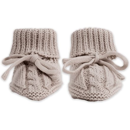 Babyslofjes - crème - 0-6 maanden - kabel design - gebreide slofjes