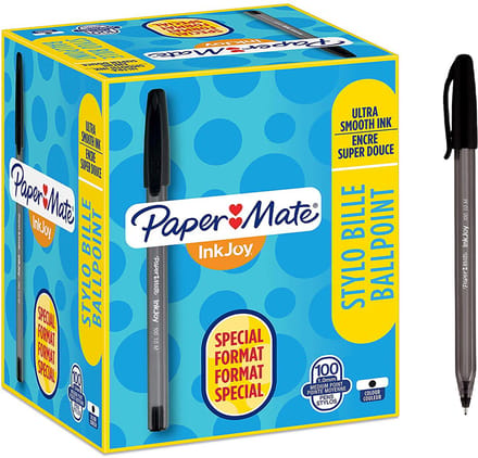 Paper Mate InkJoy 100ST-balpennen | Medium punt (1,0 mm) | Zwart | 100 stuks