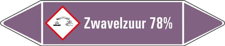 Zwavelzuur 78% leidingmarkering op vel - basen 75 x 17 mm - 8 per vel