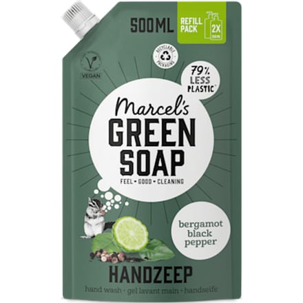 Marcel's Green Soap Handzeep Bergamot & Black Pepper Navulling - 500 ml