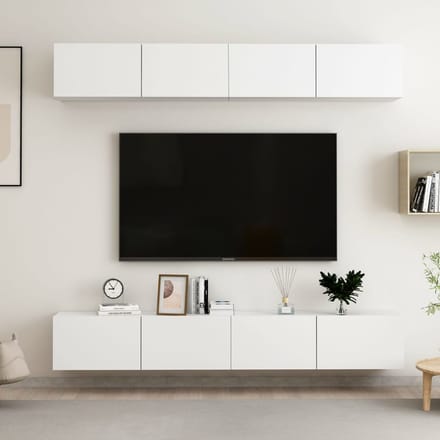 vidaXL - Tv-meubelen - 4 - st - 100x30x30 - cm - bewerkt - hout - wit